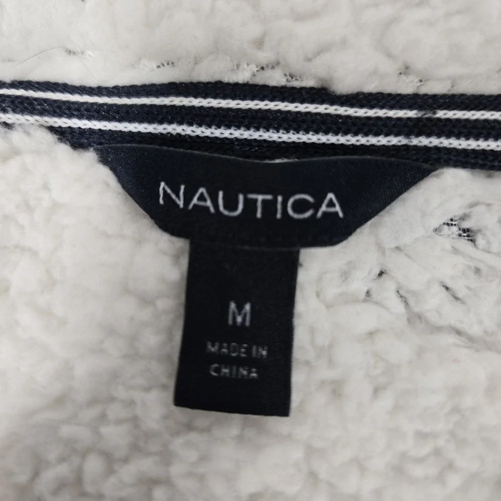 Nautica Red White And Blue Jacket | Sherpa Style Warm Lining | Medium